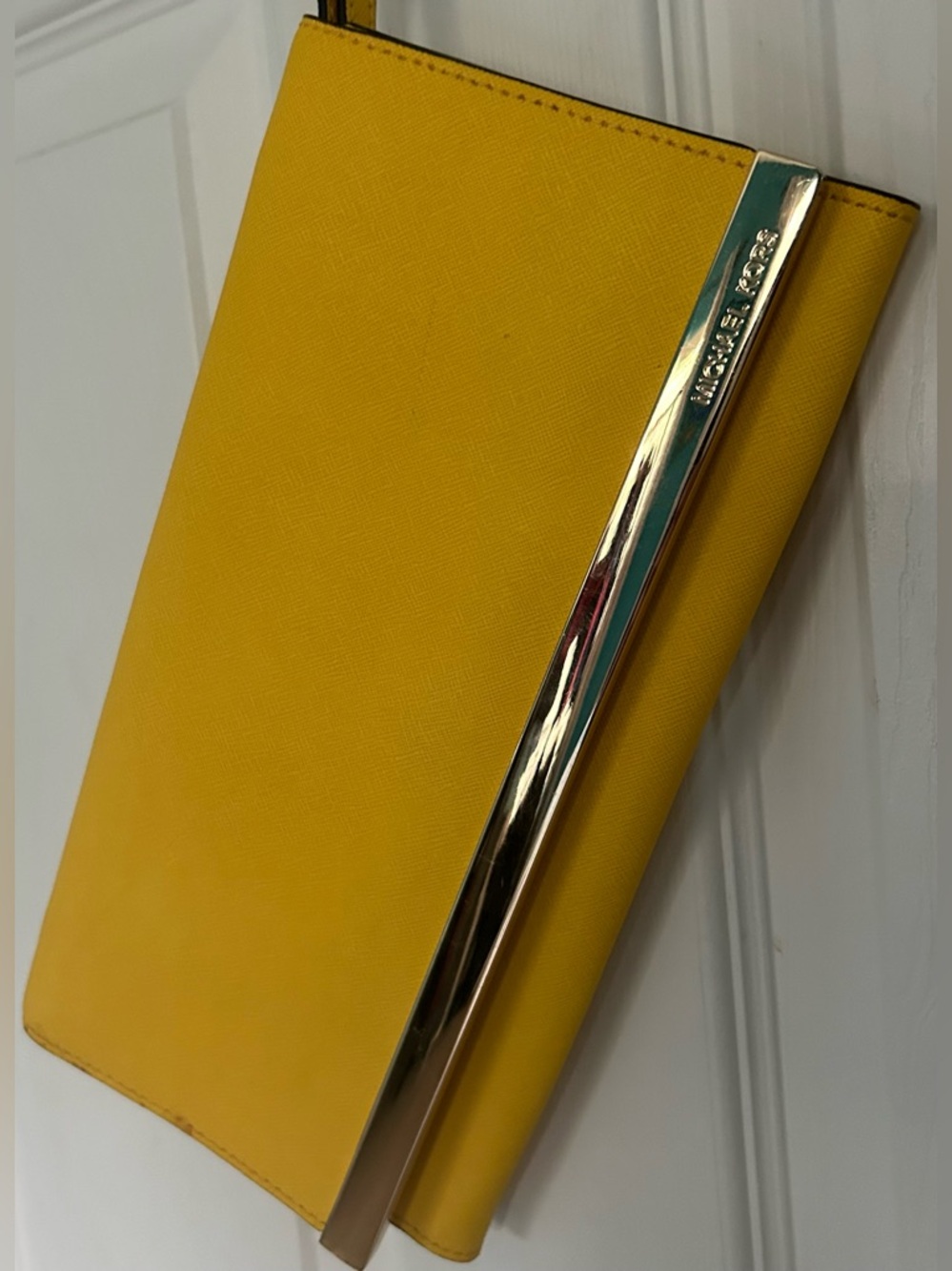 Michael Kors Yellow Clutch with Gold Trim